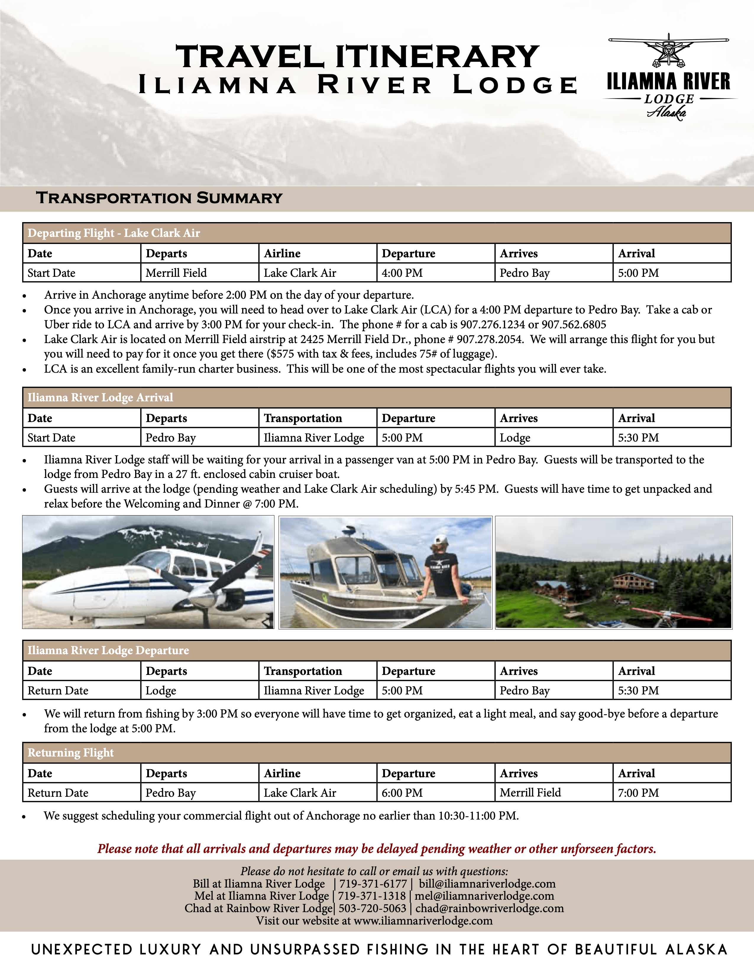 General Travel Itinerary - IRL